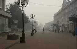 Большая Покровская, дым от лесных пожаров, июль 2010 г.