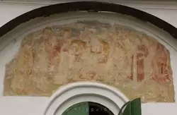 Фреска над входом в Преображенский собор Мирожского монастыря