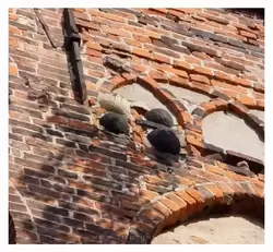 Пушечные ядра вмурованы в стену собора Святого Якова