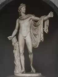 Аполлон Бельведерский — прославленная статуя изображает Аполлона, извлекающего стрелу из колчана, а в левой руке сжимает лук