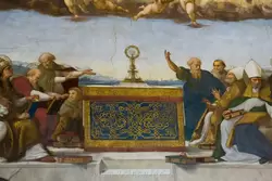 Фреска «Диспут о таинстве Святого Причастия» Рафаэля в Станцах Сигнатуры