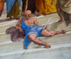 Диоген на фреске «Афинская школа» Рафаэля — Станца Сигнатуры