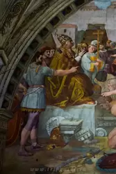 «Битва при Остии» — папа римский Лев IV изображен с лицом Льва X Медичи