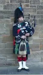 Шарманщик в юбке в Эдинбурге, Шотландия