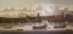 «Корабли Ост-Индской компании в Дептфорде» неизвестный английский автор, около 1600 г. / «East India Company ships at Deptford» an unknown English artist, about 1660