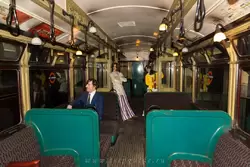 Интерьер вагона с типичными персонажами 70-х годов, вагон был выведен из эксплуатации в 1971 г.