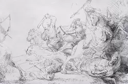 «Большая охота на львов» Рембрандт ван Рейн, 1641 г., деталь