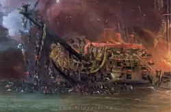 Спасающиеся моряки на картине «Поджог корабля «Роял Джеймс» брандером во время битвы у Солебея» Виллем ван де Велде Младший