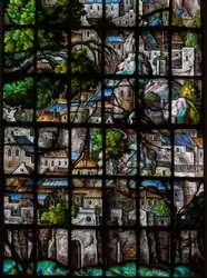 Изображение города Ниневия — витраж Иовы в кафедральном соборе церкви Христовой в Оксфорде 