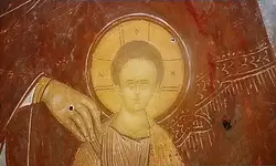 Ферапонтов монастырь, Богоматерь с младенцем на престоле (фрагмент)