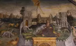 Церковь Сан Джорджетто, Джиованни Мария Фальконетте «Аллегория Благовещения» содержит множество символических зверей — единорога, страуса и других